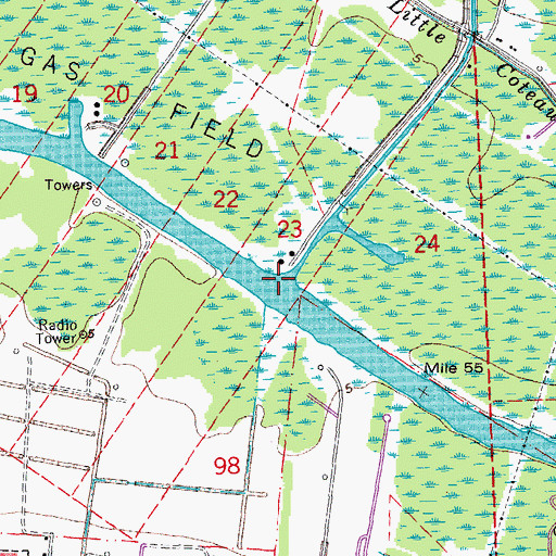 Topographic Map of Saint Louis Bayou, LA