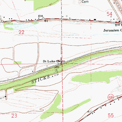 Topographic Map of Saint Luke Church, LA