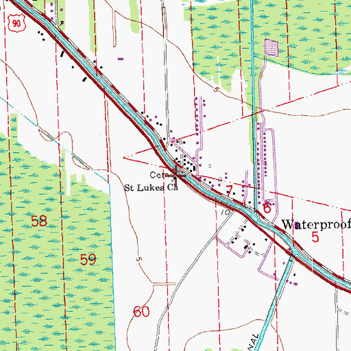 Topographic Map of Saint Lukes Church, LA
