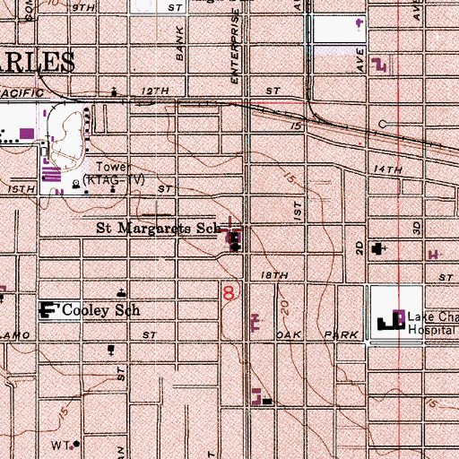 Topographic Map of Saint Margaret Catholic School, LA