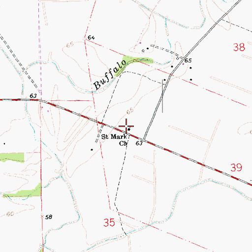 Topographic Map of Saint Mark Church, LA