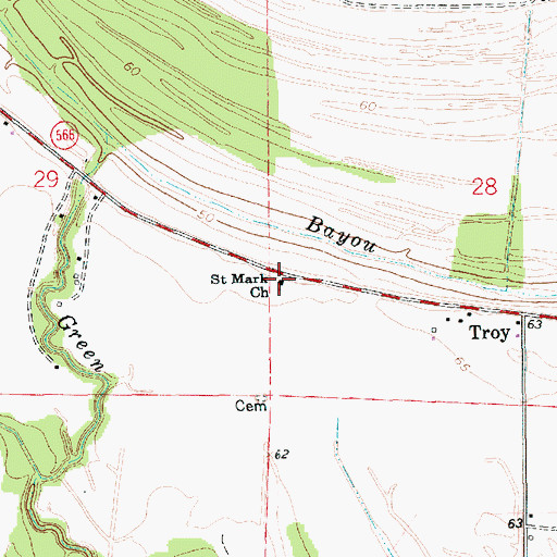 Topographic Map of Saint Mark Church, LA