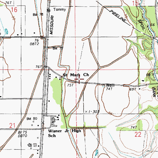 Topographic Map of Saint Mark Church, LA
