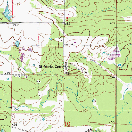 Topographic Map of Saint Marks Cemetery, LA