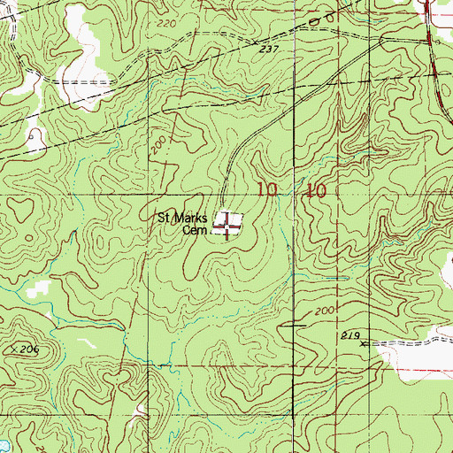 Topographic Map of Saint Marks Cemetery, LA