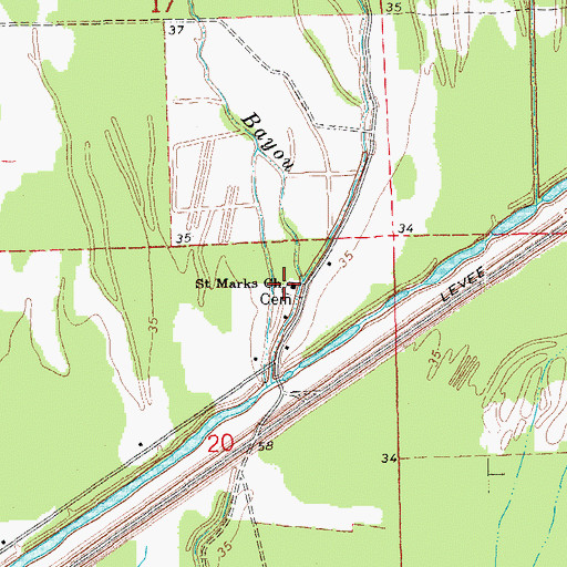 Topographic Map of Saint Marks Church, LA