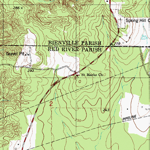 Topographic Map of Saint Marks Church, LA