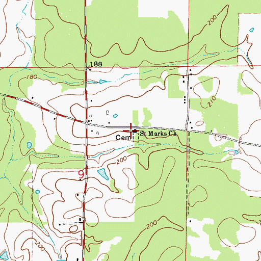 Topographic Map of Saint Marks Church, LA