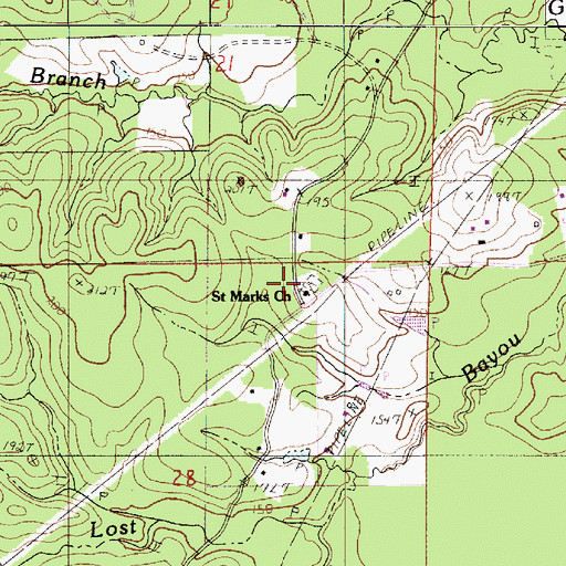 Topographic Map of Saint Marks Church, LA