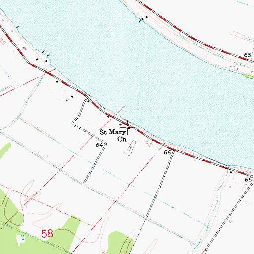 Topographic Map of Saint Mary Church, LA