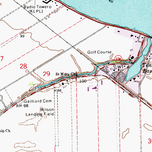 Topographic Map of Saint Mary Church, LA