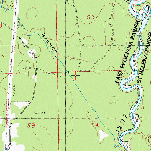 Topographic Map of Saint Marys Branch, LA