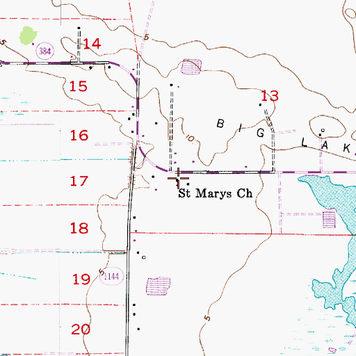 Topographic Map of Saint Marys Church, LA