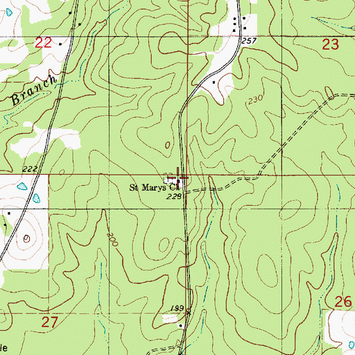 Topographic Map of Saint Marys Church, LA