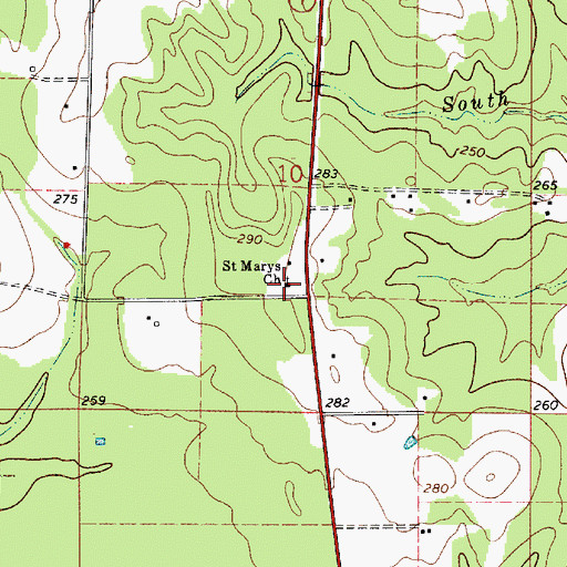 Topographic Map of Saint Marys Church, LA