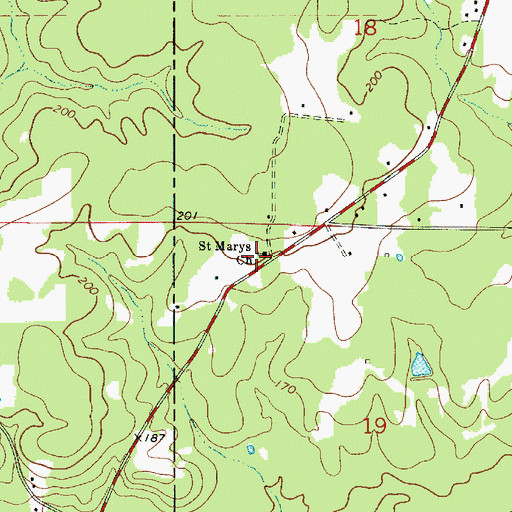 Topographic Map of Saint Marys Church, LA
