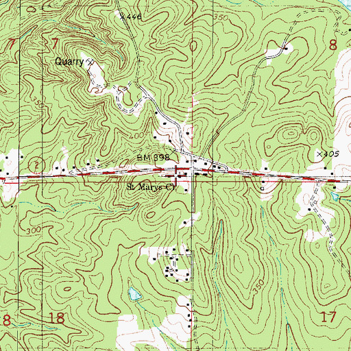 Topographic Map of Saint Marys Church, LA