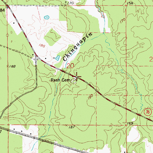 Topographic Map of Rash Cemetery, AR