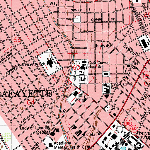 Topographic Map of Saint Marys Orphanage, LA