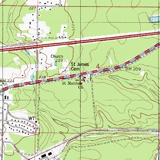 Topographic Map of Saint Matthew Church, LA