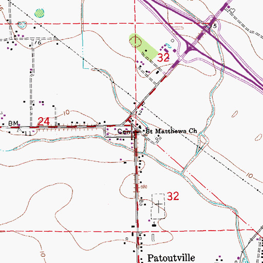 Topographic Map of Saint Matthews Church, LA