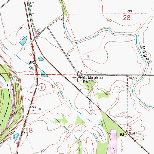 Topographic Map of Saint Matthias Church, LA