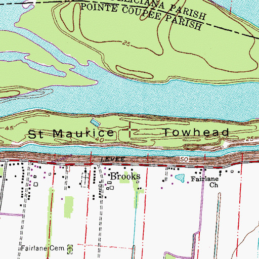 Topographic Map of Saint Maurice Towhead, LA