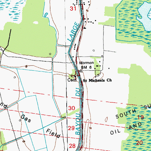 Topographic Map of Saint Michaels Church, LA