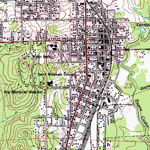 Topographic Map of Saint Michaels School, LA