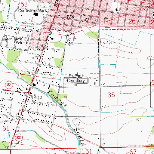 Topographic Map of Saint Paul Cemetery, LA