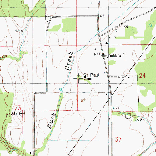 Topographic Map of Saint Paul Cemetery, LA