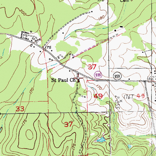Topographic Map of Saint Paul Church, LA