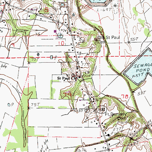 Topographic Map of Saint Paul Church, LA
