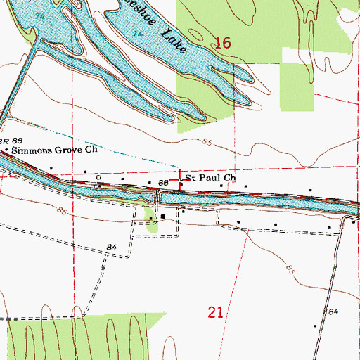 Topographic Map of Saint Paul Church, LA