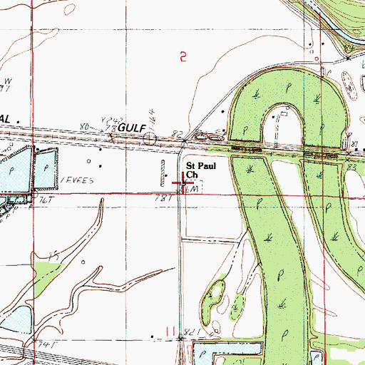 Topographic Map of Saint Paul Church, LA