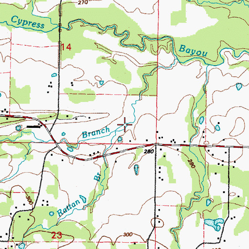 Topographic Map of Rattan Branch, AR
