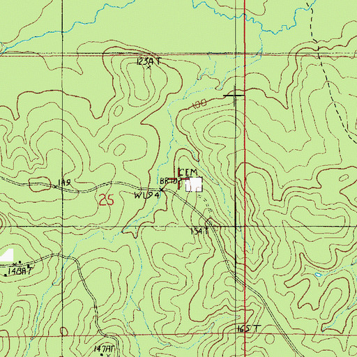 Topographic Map of Saint Pauls Cemetery, LA