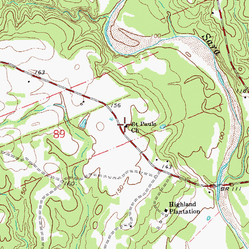 Topographic Map of Saint Pauls Church, LA