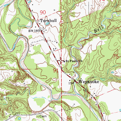 Topographic Map of Saint Pauls Church, LA