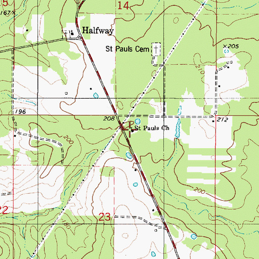 Topographic Map of Saint Pauls Church, LA