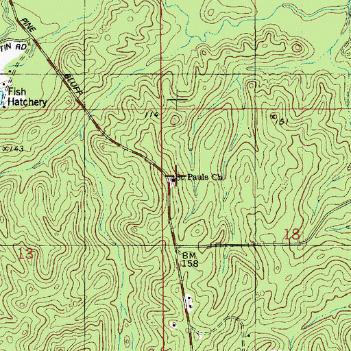 Topographic Map of Saint Pauls Church, LA