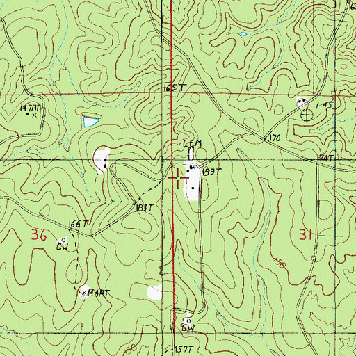 Topographic Map of Saint Pauls Church, LA