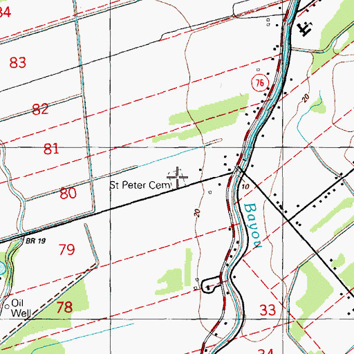 Topographic Map of Saint Peter Cemetery, LA