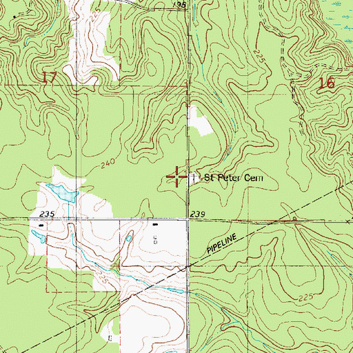Topographic Map of Saint Peter Cemetery, LA
