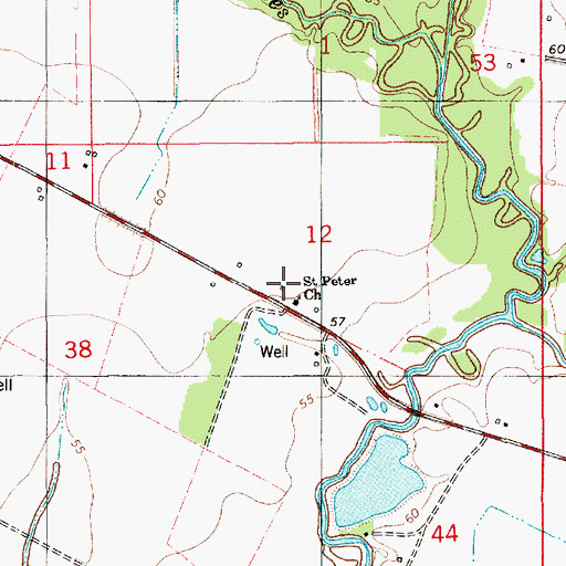 Topographic Map of Saint Peter Church, LA