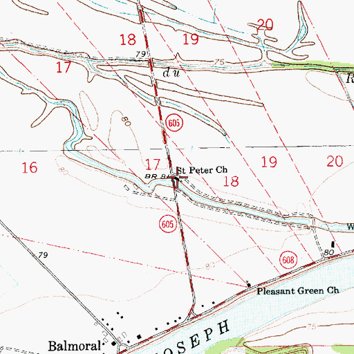 Topographic Map of Saint Peter Church, LA