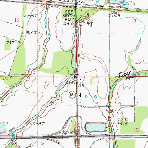 Topographic Map of Saint Peter Church, LA
