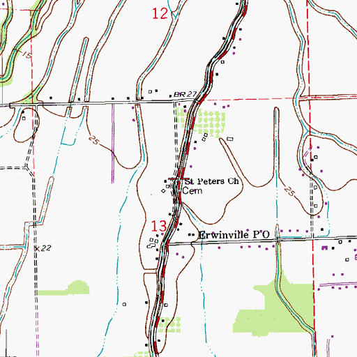 Topographic Map of Saint Peters Church, LA