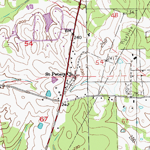Topographic Map of Saint Peters Church, LA