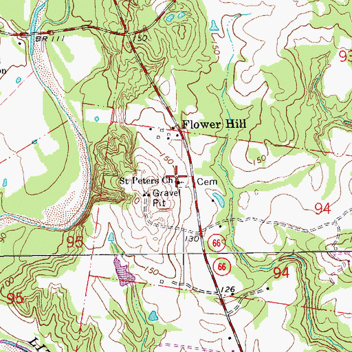Topographic Map of Saint Peters Church, LA